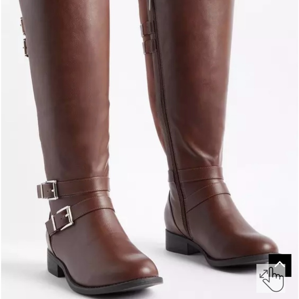 Brown Buckle Knee Boots from Torrid